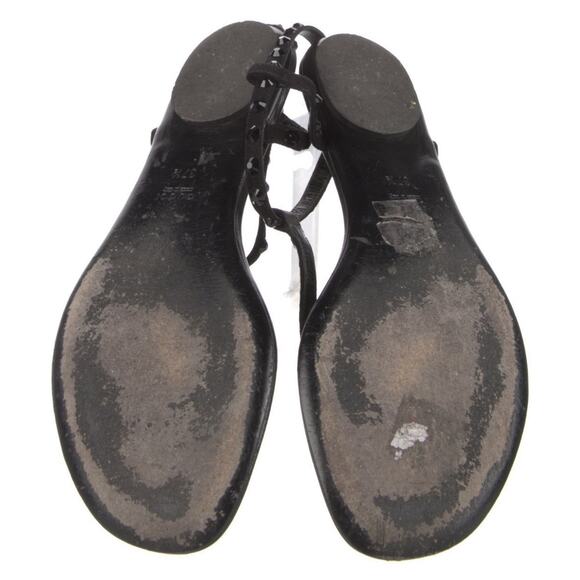 Authentic Gucci Black Leather Rhinestone Embellished Thong Flat Sandals EU 37.5 - Picture 5 of 5